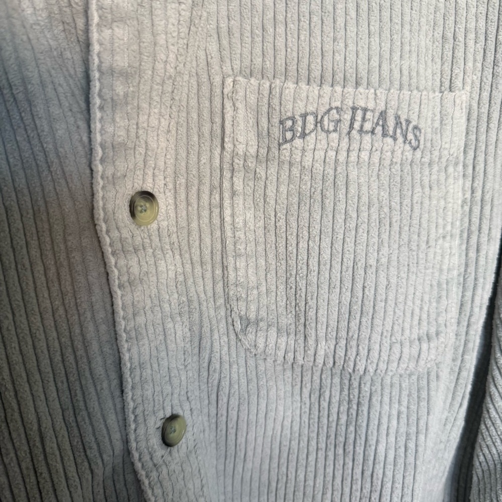 BDG Light Blue Cotton Corduroy Button Up Shirt - Picture 2 of 8